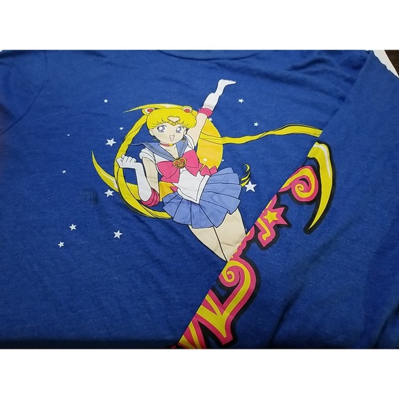 Sailor Moon T Shirt Large L Graphic Long Sleeve Cotton Cartoon Crew Neck - Picture 1 of 6